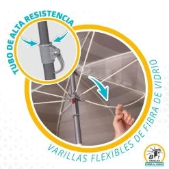 AKTIVE - Parasol Plage Avec Protection UV50, Anti-Vent, Ø 180 Cm -Équipement De Surf aktive parasol plage avec protection uv50 anti vent o 180 cm 3