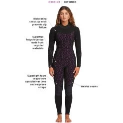 Billabong Femmes Synergy 4/3mm Back Zip Combinaison Néoprène -Équipement De Surf femmes synergy 43mm back zip combinaison neoprene 5