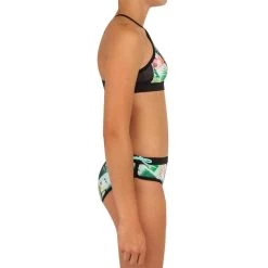 HAUT DE MAILLOT DE BAIN SURF FILLE BRASSIERE VERT BAHA 900 -Équipement De Surf haut de maillot de bain surf fille brassiere vert baha 900 4
