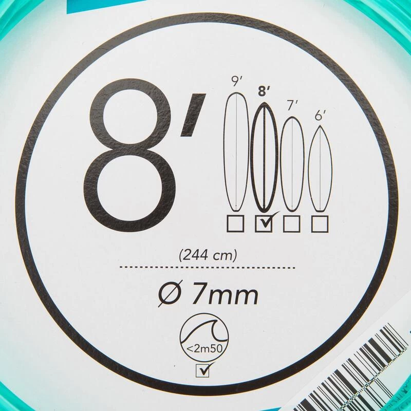 Leash Surf 8' (240 Cm) Diamètre 7 Mm Vert 6 Leash Surf 8' (240 Cm) Diamètre 7 Mm Vert – Image 4