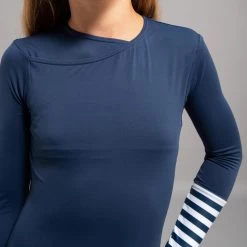 Maillot 1 Pièce Manches Longues Fille MAYA Bleu Marine -Équipement De Surf maillot 1 piece manches longues fille maya bleu marine 1