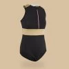 MAILLOT DE BAIN 1 PIECE CALYSTA FILLE 900 NOIR OR -Équipement De Surf maillot de bain 1 piece calysta fille 900 noir or