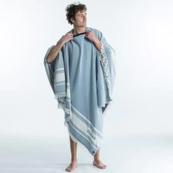 Serviette De Plage Poncho 190 X 190 Cm - Gris Bleu -Équipement De Surf serviette de plage poncho 190 x 190 cm gris bleu 3