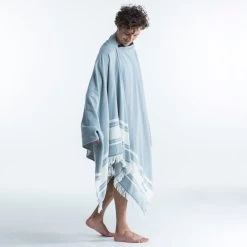 Serviette De Plage Poncho 190 X 190 Cm - Gris Bleu -Équipement De Surf serviette de plage poncho 190 x 190 cm gris bleu 4