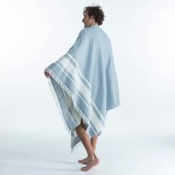 Serviette De Plage Poncho 190 X 190 Cm - Gris Bleu -Équipement De Surf serviette de plage poncho 190 x 190 cm gris bleu 5