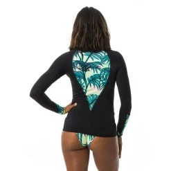 Teeshirt Anti UV Femme Expert LOU Manches Longues Avec Dos Et Manchons Imprimés -Équipement De Surf teeshirt anti uv femme expert lou manches longues avec dos et manchons imprimes 1